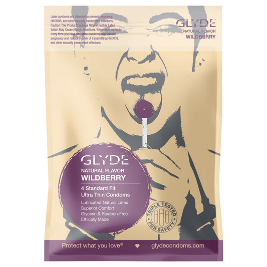 Glyde Ultra Natural  Flavor 4pk Wildberry Condoms-0