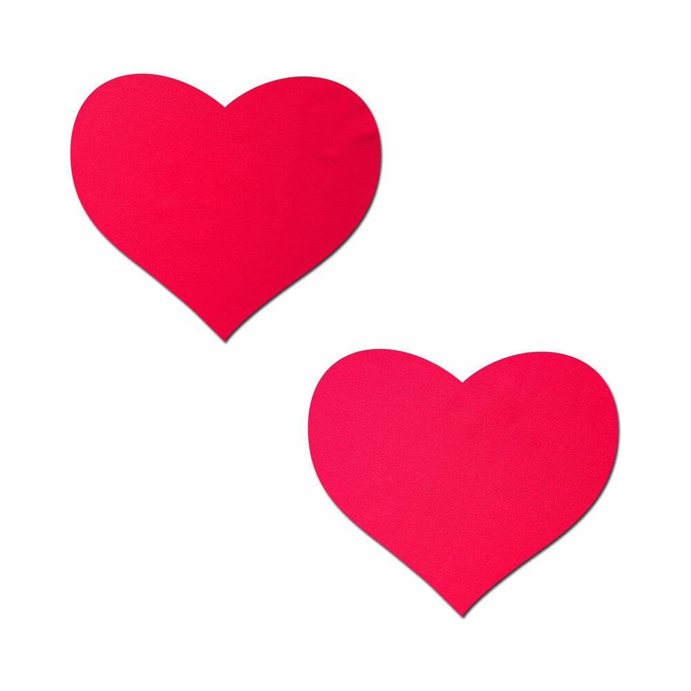 Pastease Neon Red Day-Glow Lycra Heart Nipple Pasties-0